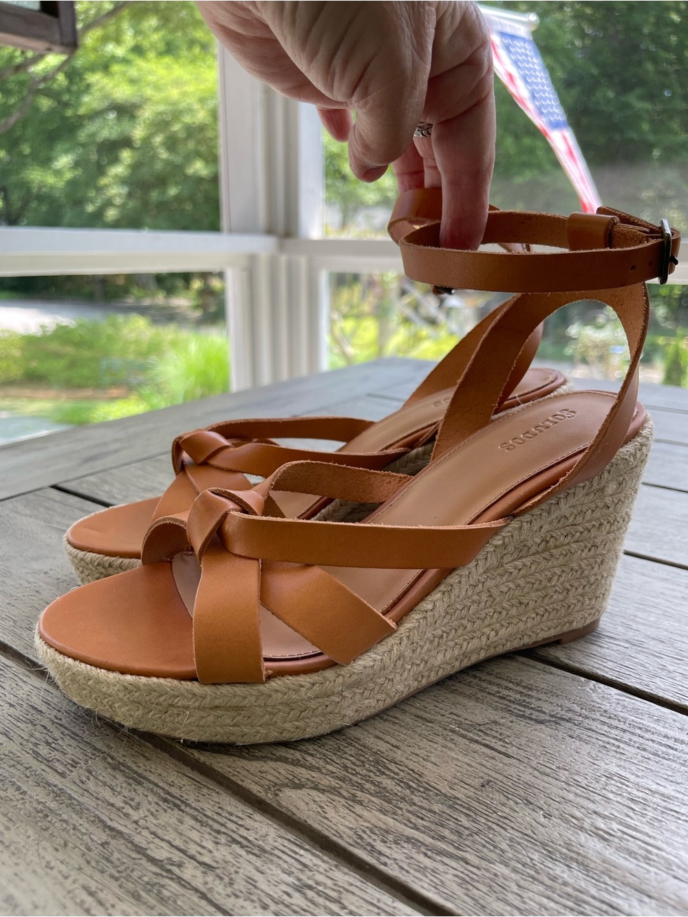 Soludos Charlotte Tan Espadrille Wedge Sandals Ankle Strap Womens Size 8.5 NWT